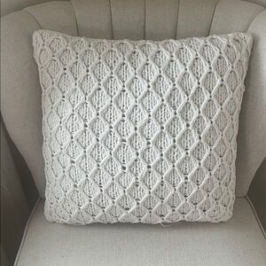 Neutral Cream Macramé Accent Pillow - Brand